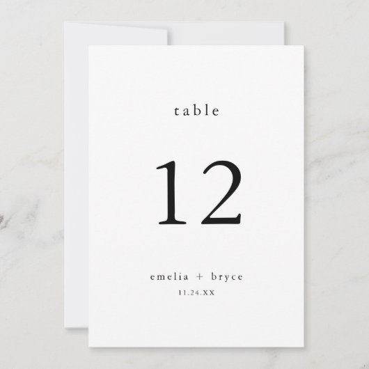 EMELIA Boho Clean Minimalistische Trouwtafelnummer Kaart (Voorkant)
