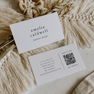 EMELIA Boho Minimalist Unieke Chic Neutral QR-code Visitekaartje