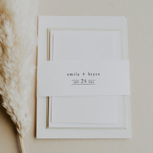 EMELIA Boho Minimalistische Unieke Neutrale Huweli Uitnodigingen Wikkel