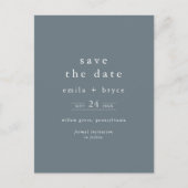 EMELIA Boho Navy Blue Simple Wedding Save the Date Uitnodiging Briefkaart (Voorkant)