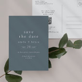 EMELIA Boho Navy Blue Simple Wedding Save the Date Uitnodiging Briefkaart