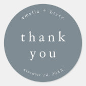 EMELIA Boho Navy Rustiek Eenvoudige Huwelijk Dank  Ronde Sticker (Voorkant)