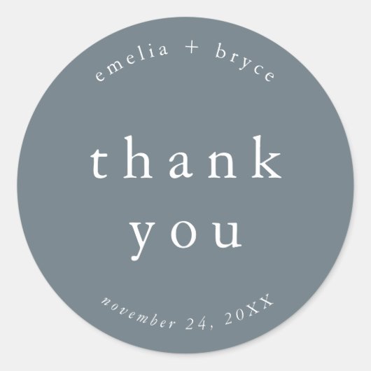 EMELIA Boho Navy Rustiek Eenvoudige Huwelijk Dank  Ronde Sticker (Voorkant)