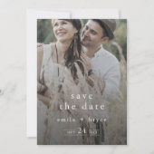 EMELIA Boho Photo Overlay Moderne unieke bruiloft Save The Date (Voorkant)