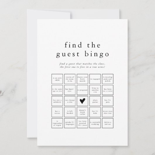 EMELIA Boho Simple Vind de Gast Bingo Game Kaart (Voorkant)