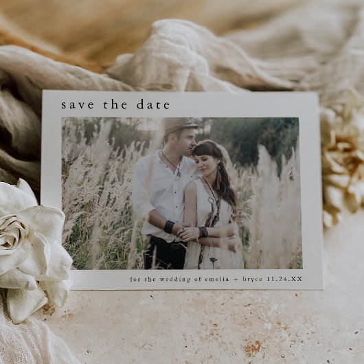EMELIA Boho Trendy Fotominimalistische Unieke Huwe Save The Date