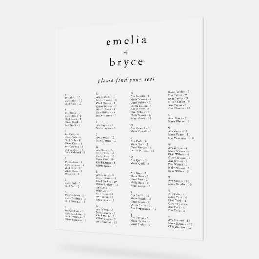 EMELIA Boho Unieke Acryl Trouwstoel Grafiek Acryl Bord (Hoek)