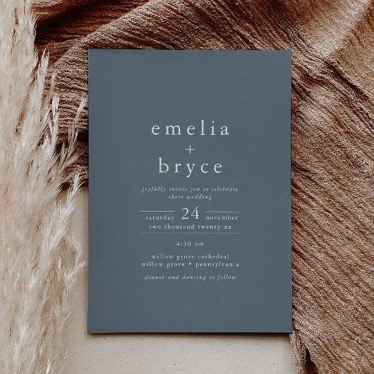 EMELIA Casual Winter  Dusty Blue Wedding Kaart