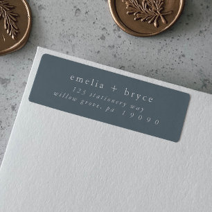 EMELIA Donkerblauwe Minimalistische Retouradreslab Etiket