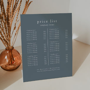 EMELIA Dusty Blue Business Services Prijslijst Reclamebord Met Voetstuk
