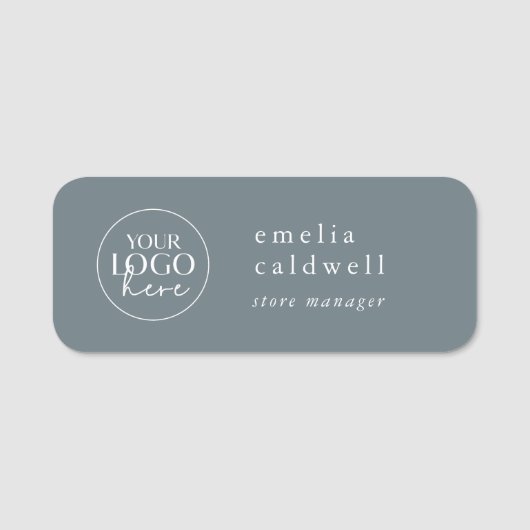 EMELIA Dusty Blue Company Logo Medewerker Magnetis Naamplaatje (Voorkant)