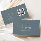 EMELIA Dusty Blue Minimalist Boho Minimal QR Code Visitekaartje