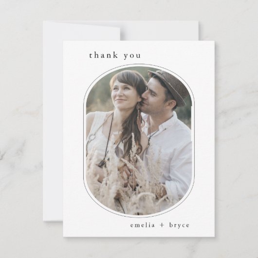 EMELIA Flat Boho Minimalistische Unieke Fotobruilo Bedankkaart (Voorkant)