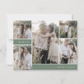 EMELIA Flat Forest Sage Green Multi Photo Wedding Bedankkaart (Voorkant)