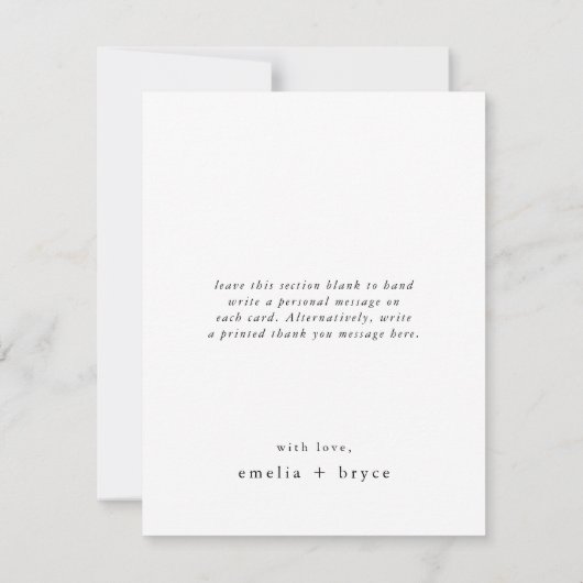 EMELIA Flat Unieke Rustieke Neutrale Fotobruiloft Bedankkaart (Achterkant)