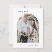 EMELIA Flat White Black Arch Eenvoudige Fotobruilo Bedankkaart (Voorkant)