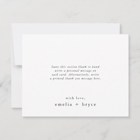 EMELIA Flat White Black Boho Rustieke foto bruilof Bedankkaart (Achterkant)