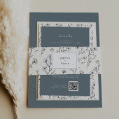 EMELIA Floral Cream Chinoiserie Wildflower Wedding Uitnodigingen Wikkel