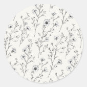 EMELIA Floral Cream Wildflower Botanische bruiloft Ronde Sticker (Voorkant)