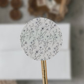 EMELIA Floral Cream Wildflower Botanische bruiloft Ronde Sticker