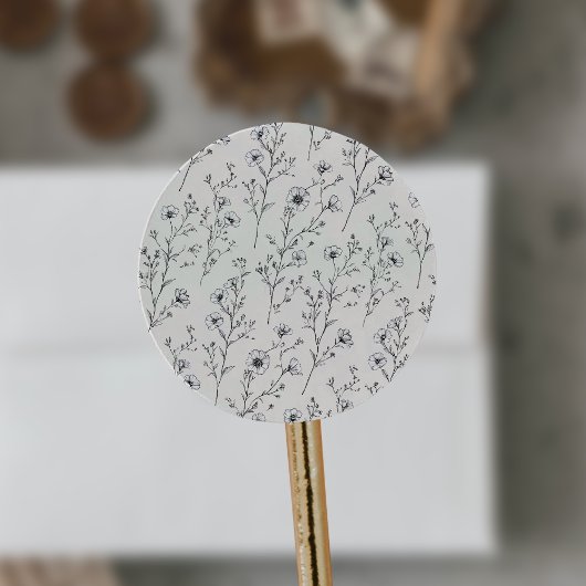 EMELIA Floral Cream Wildflower Botanische bruiloft Ronde Sticker