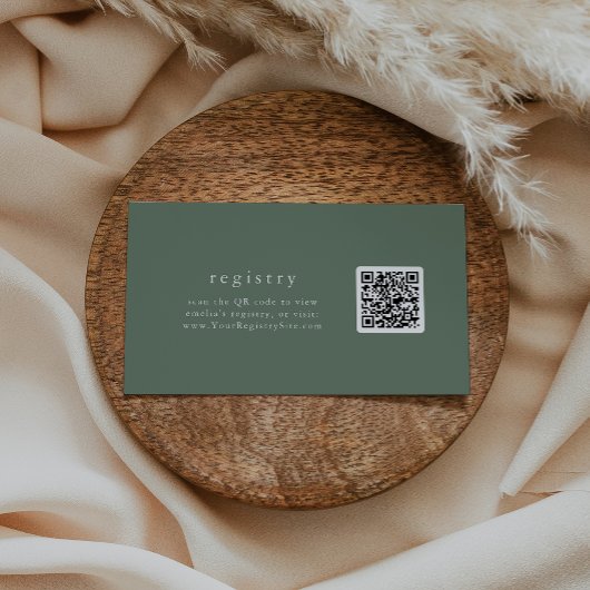 EMELIA Forest Sage Green QR Code Gift Registry Informatiekaartje