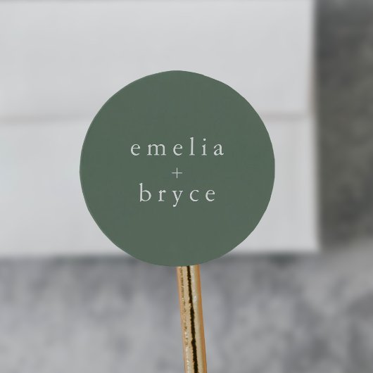EMELIA Forest Woodland Natuur Sage Green Wedding Ronde Sticker