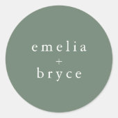 EMELIA Forest Woodland Natuur Sage Green Wedding Ronde Sticker (Voorkant)