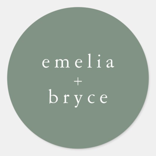 EMELIA Forest Woodland Natuur Sage Green Wedding Ronde Sticker (Voorkant)