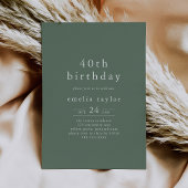 EMELIA Forest Woodland Sage Green 40e verjaardag Kaart