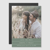 EMELIA Foto Boho Sage Green Wedding Save the Date Magnetische Uitnodiging (Voorkant / Achterkant)