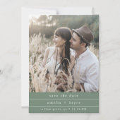 EMELIA Foto Boho Sage Green Wedding Save the Date Magnetische Uitnodiging (Voorkant)