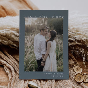 EMELIA foto  donkerblauw minimalistische bruiloft Save The Date