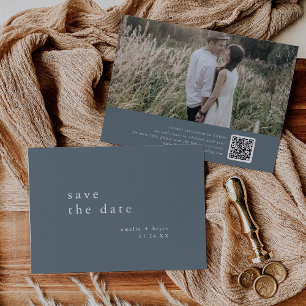 EMELIA foto  donkerblauw minimalistische bruiloft Save The Date