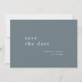 EMELIA foto  donkerblauw minimalistische bruiloft Save The Date (Voorkant)
