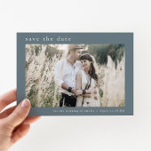 EMELIA Foto Dusty Blue Winter Minimal Wedding Save The Date