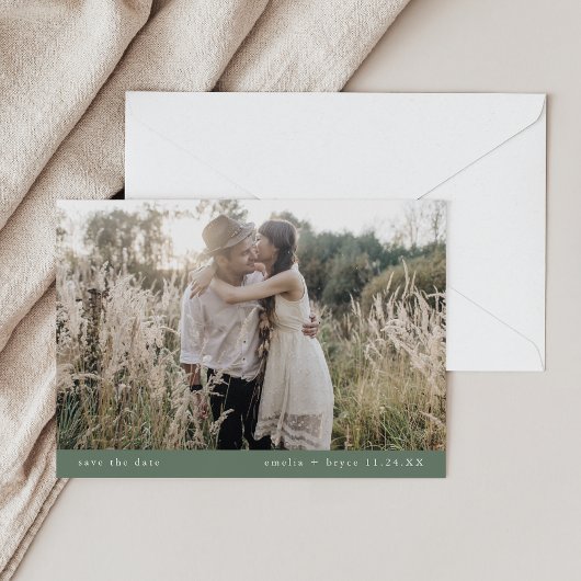 EMELIA Foto Eenvoudige Sage Groene Boho Rustieke H Save The Date