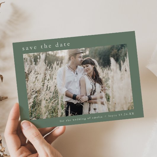 EMELIA Foto Modern Mountain Sage Eenvoudige bruilo Save The Date