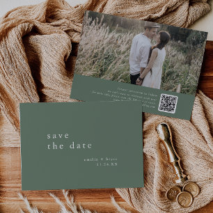 EMELIA Foto Mountain Sage Green Moderne bruiloft Save The Date
