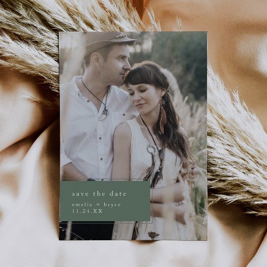EMELIA Foto Sage Green Forest Mountain Wedding Save The Date