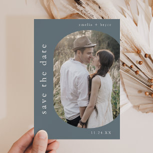 EMELIA Foto Winter Minimalist Dusty Blue Wedding Save The Date