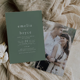 EMELIA Foto Woodland Natuur Sage Green Wedding Kaart