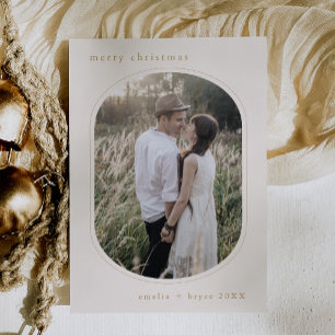 EMELIA Gold Eenvoudige Moderne Familiefoto Kerstmi Feestdagenkaart