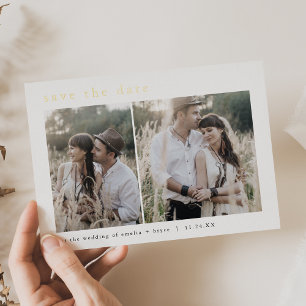 EMELIA Gold Foil Rustic Boho Wedding Save the Date Folie Uitnodiging