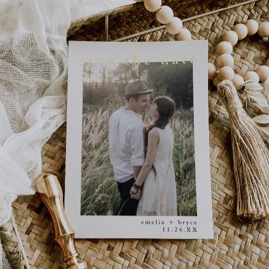 EMELIA Gold Folie Boho Eenvoudige bruiloft Save th Folie Uitnodiging