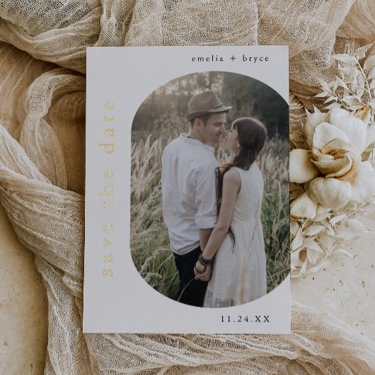 EMELIA Gold Folie Boho Modern Wedding Save the Dat Folie Uitnodiging