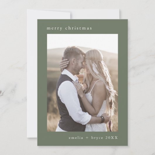 EMELIA Green Bohemian Xmas Familiefoto Kerstmis Feestdagenkaart (Voorkant)