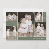 EMELIA Green Schattige Modern Multi Photo Christma Feestdagenkaart (Voorkant)