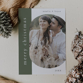 EMELIA Green Xmas Greeting Foto Vrolijk Kerstfeest Feestdagenkaart