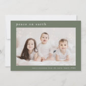 EMELIA Groene Familie Foto Vrede op Aarde Kerstmis Feestdagenkaart (Voorkant)